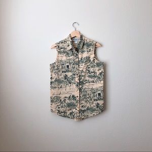 Vintage Wanda B. Cowboy Print Sleeveless Top